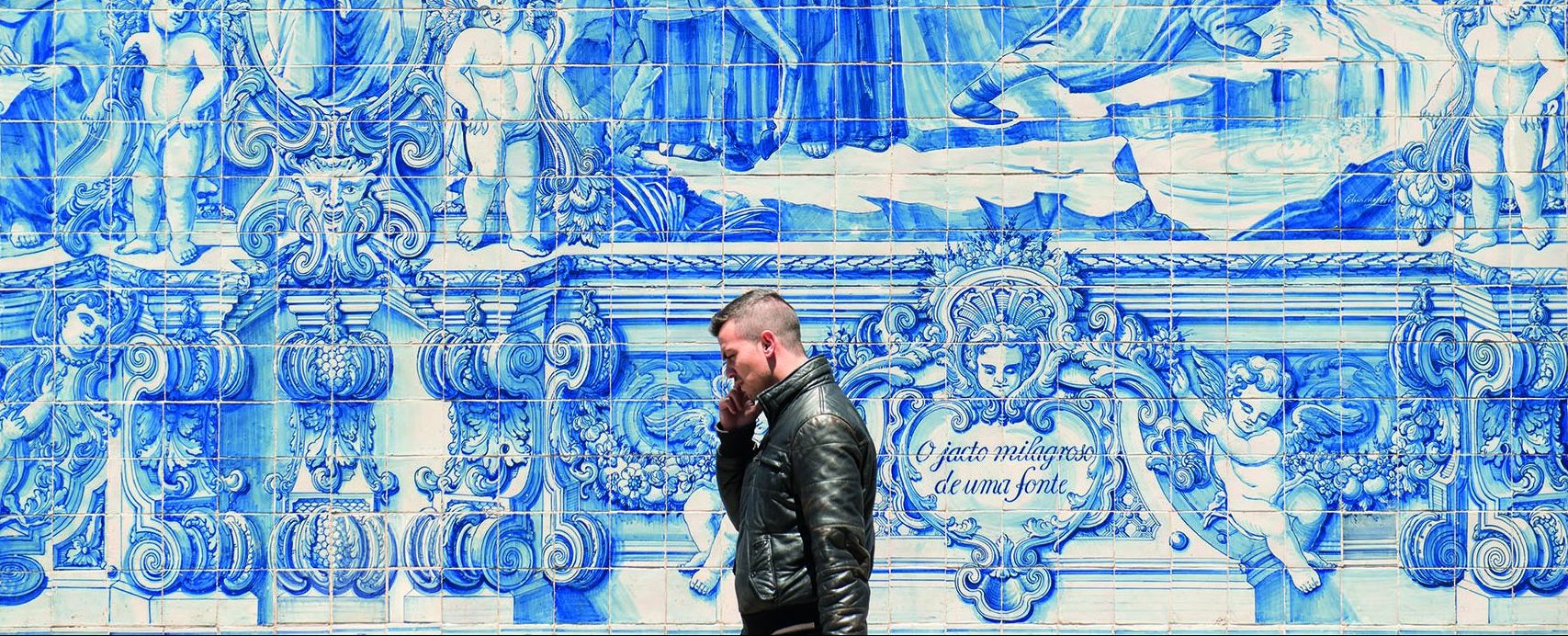 The famous tiled exterior of the Capela das Almas de Santa Catarina - Bolhao, Porto, Portugal.