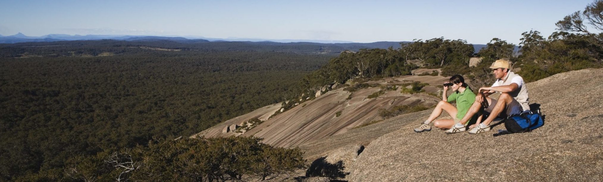 Couple experiencing Bald Rock National Park, New England