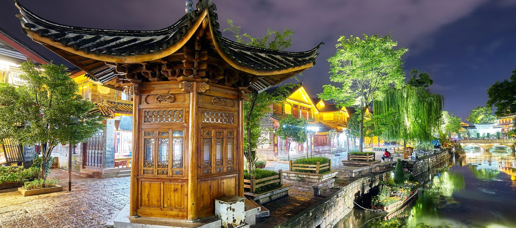 Old town of Lijiang at night, China.