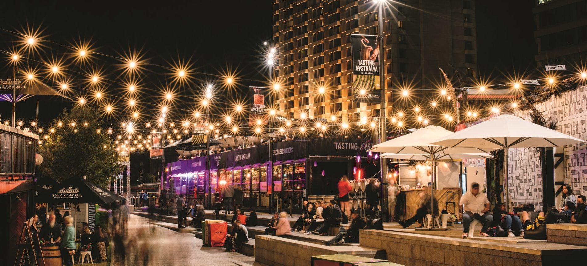 People enjoying the night life in Adelaide, South Australia.